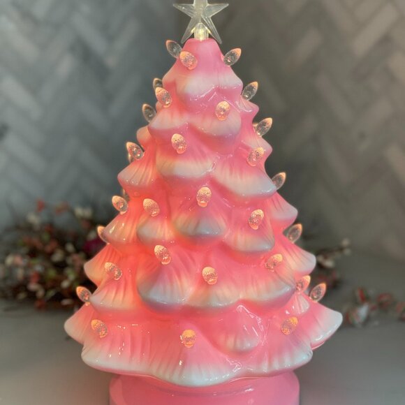 14" Lit Nostalgic --Safe Acrylic! Tree-NEW- Gorgeous Kitch Retro! - Picture 7 of 16